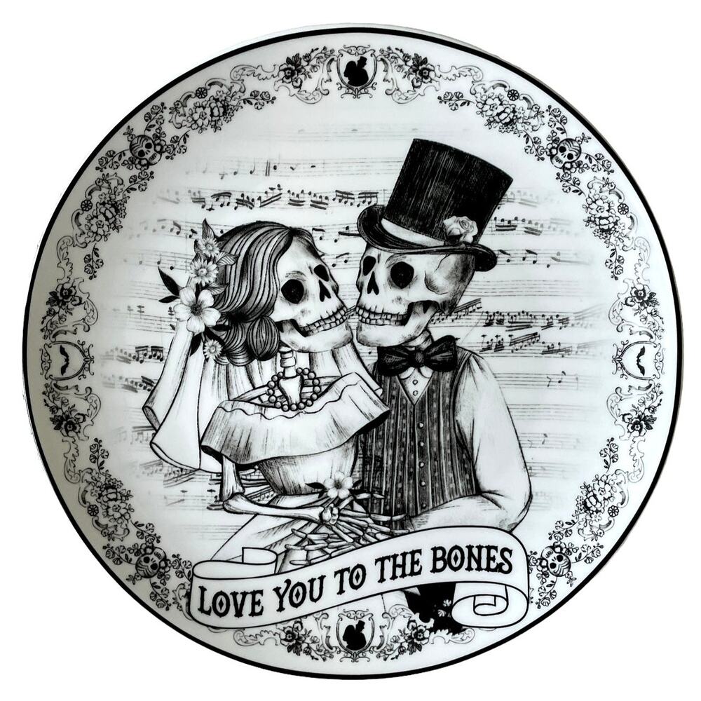 Eaton Fine Dining Halloween ‘Love You To The Bones’ 10.25” Plate Set of 4 - New!